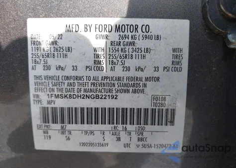 2022 Ford Explorer Xlt z USA, uszkodzony, nr VIN 1FMSK8DH2NGB22192